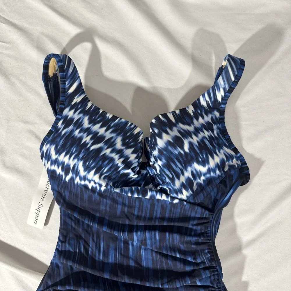 NEW $166 Miraclesuit [ 10 US ] Indigo Go Escape One‎ Piece Swimsuit Blue #7039